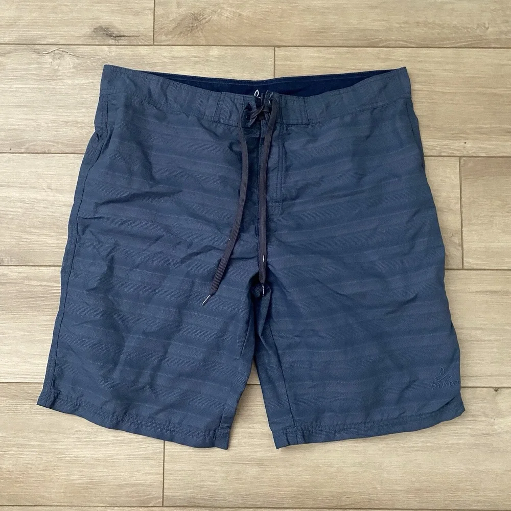 Prana Swim Shorts Men's 38 Navy Blue Board Shorts Beach Surf Swimming Pool Large
